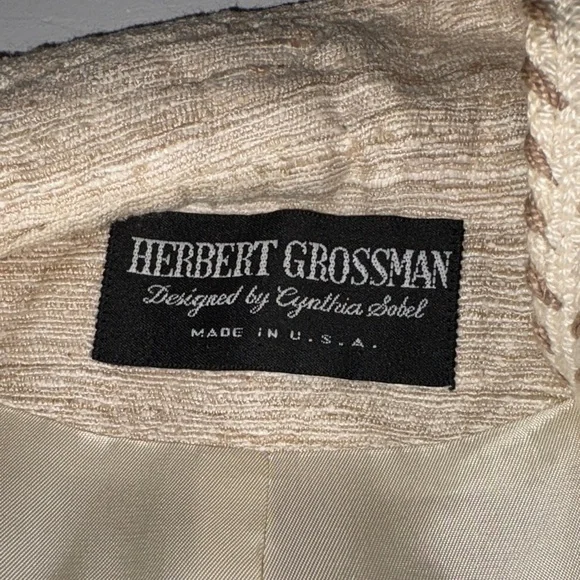 Herbert Grossman Designed by Cynthia Sobel Cream Silk Bouclé Tweed Blazer & Skir - Picture 12 of 15